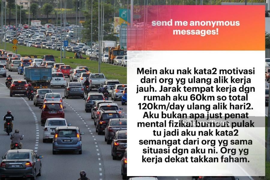 An online thread on social networking site X has revealed the long distances Malaysians travel, up to hundreds of kilometres (km) per day just to get to work. - NSTP file pix/ X