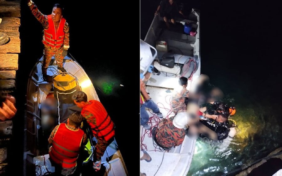 The victims, identified as Edwin and Chan Wai Hou aged approximately 25 and 66 respectively, were discovered following the SAR operation conducted by the Sabah Fire and Rescue Department. - Pic courtesy BOMBA