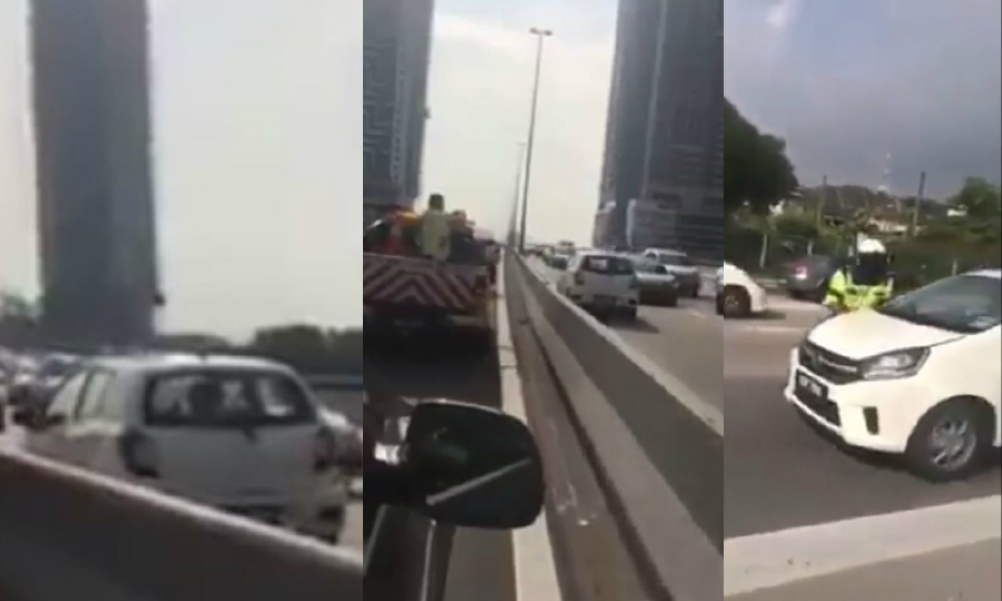 A videograb showing the driver driving against the traffic flow on the New Pantai Expressway (NPE) in Petaling Jaya.