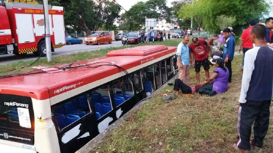 Bus Plunges Into Monsoon Drain Near Kepala Batas Six Injured