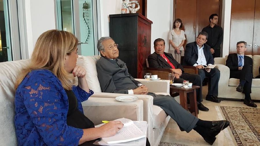 Tun Dr Mahathir Mohamad's meeting with a group of European Union ambassadors has been described as an attempt to convince the latter that his opposition front was genuine. (pix from social media)