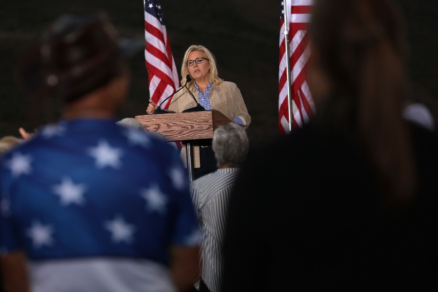  U.S. Rep. Liz Cheney gives a concession speech to supporters during a primary night event on August 16, 2022 in Jackson, Wyoming. - AFP PIC