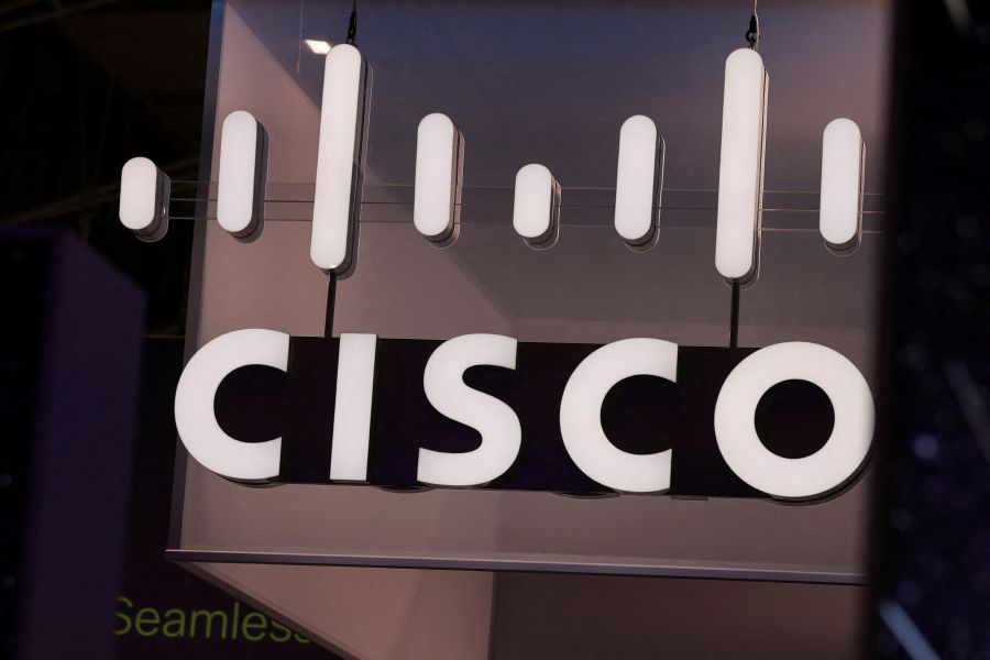 FILE PHOTO: The Cisco logo is displayed, during the GSMA's 2023 Mobile World Congress (MWC) in Barcelona, Spain March 1, 2023. REUTERS/Nacho Doce/File Photo