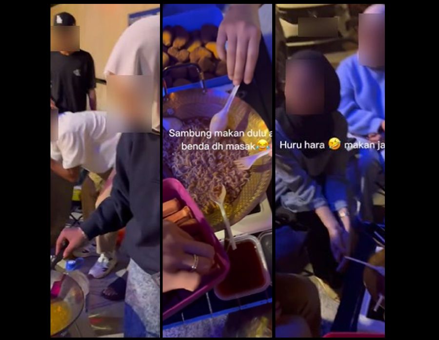 A group of youths have ignited anger online after a video of them cooking at a petrol station in Genting Highlands went viral on TikTok and other social media platforms. - Screengrab via social media