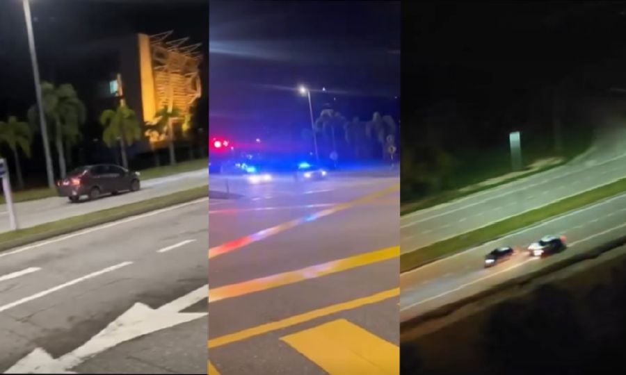 This photocombination made from viral footage shows the high speed chase in Cyberjaya. 