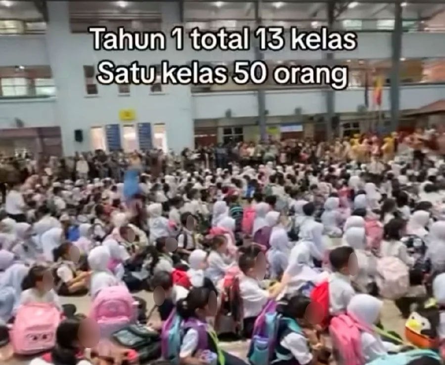Previously, a video depicting the overcrowded situation of Year One pupils at SK Cyberjaya made rounds on social media platforms. - Pic credit IG kongsi.viral