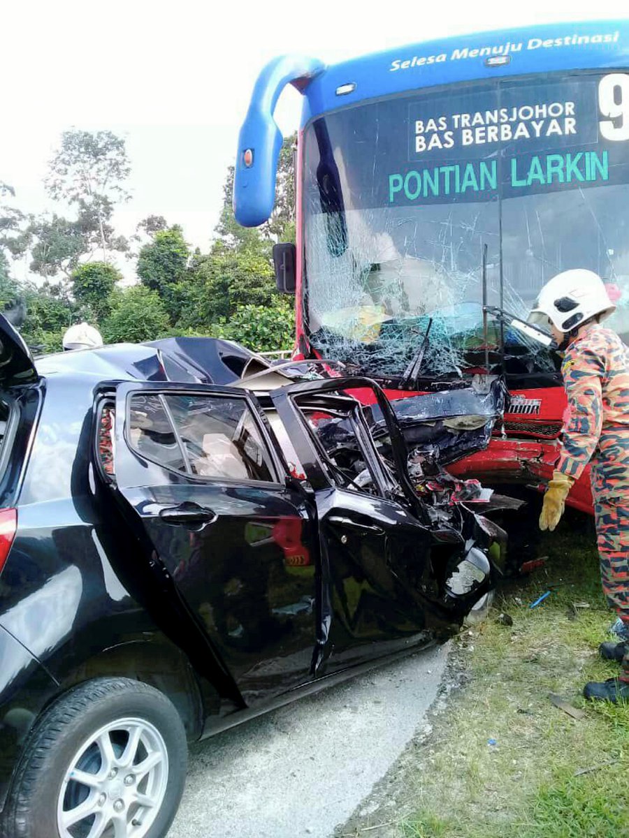 Man killed, child seriously injured in car-bus collision 