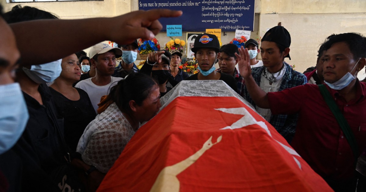 Protester shot dead in central Myanmar and two Australians in custody