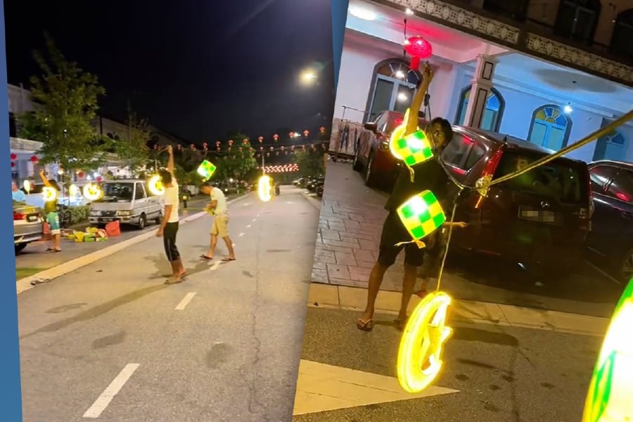 Although it has been less than two weeks since Muslims in the country observed the fasting month, a group of residents is already gearing up to celebrate the Hari Raya Aidilfitri by putting up decorations in their residential area. - Pic from TikTok