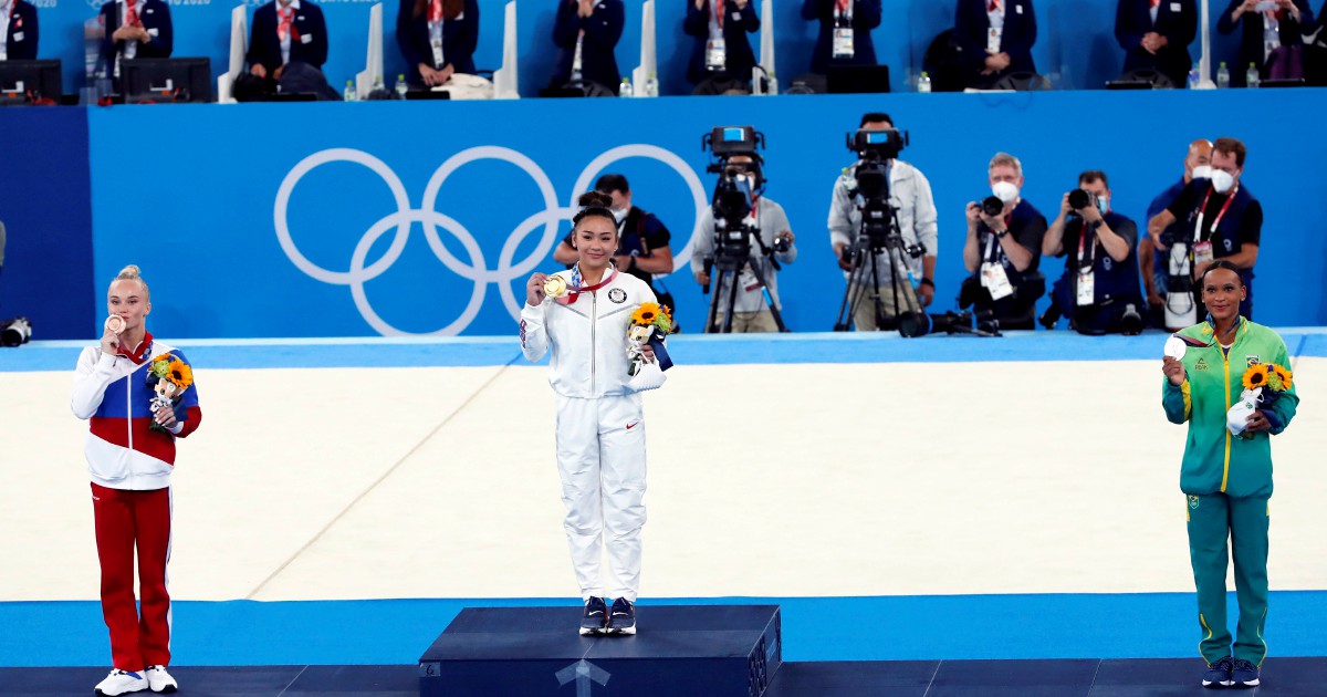 USA's Sunisa Lee wins Olympic all-around gold as Biles cheers her on