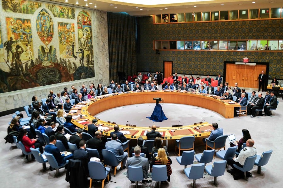 The United Nations Security Council holds a meeting on the situation in the Middle East, including Iran's recent attack against Israel, at UN headquarters in New York City on April 14, 2024. -- AFP