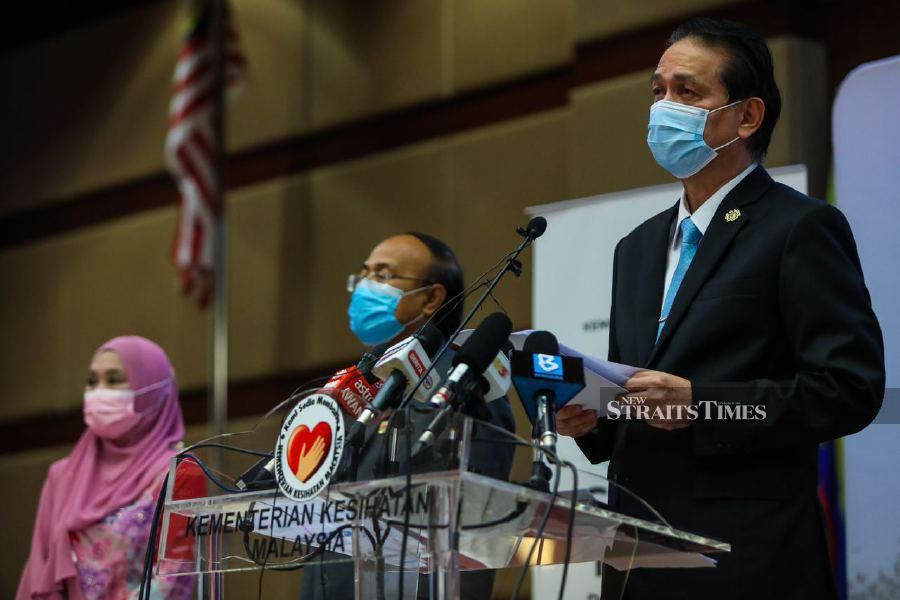 Health director-general Tan Sri Dr Noor Hisham Abdullah speaks during a press conference on Covid-19 at Putrajaya. -NSTP/LUQMAN HAKIM ZUBIR