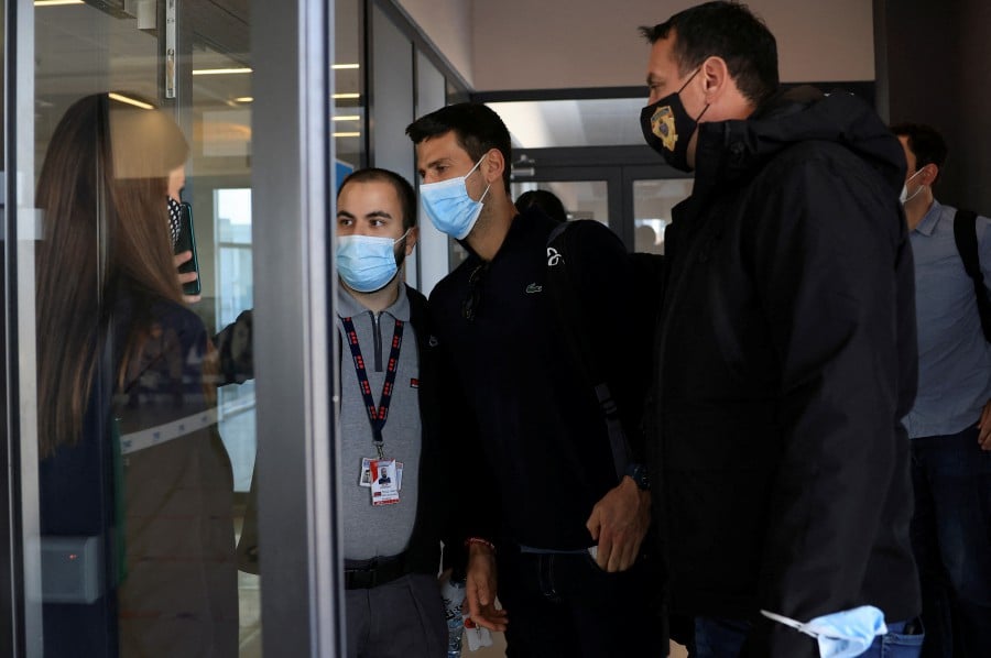 Serbian tennis player Novak Djokovic arrives at Nikola Tesla Airport, after the Australian Federal Court upheld a government decision to cancel his visa to play in the Australian Open, in Belgrade, Serbia. - REUTERS PIC