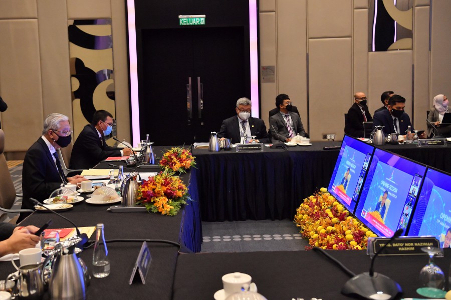 Prime Minister Datuk Seri Ismail Sabri Yaakob attends the virtual meeting of the 13th Asia-Europe Meeting (ASEM) Summit 2021 in Kuala Lumpur. - BERNAMA PIC
