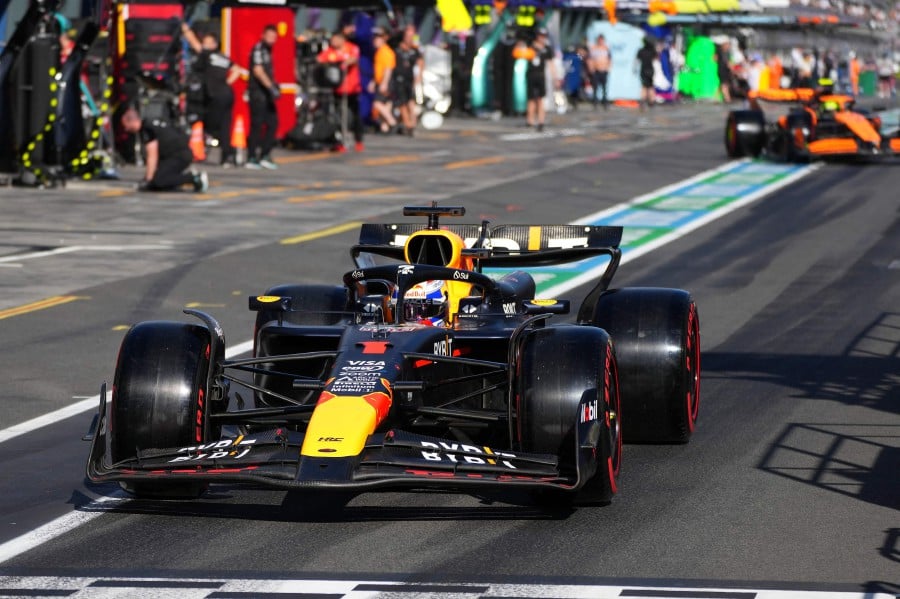 Red Bull Racing's Dutch driver Max Verstappen leaves the pit lane during the qualifying session of the Formula One Australian Grand Prix at the Albert Park Circuit in Melbourne. - AFP PIC