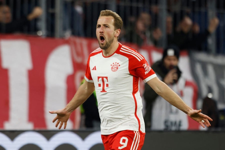 Bayern Munich's Harry Kane celebrates scoring a goal against Stuttgart in Munich. - AFP PIC