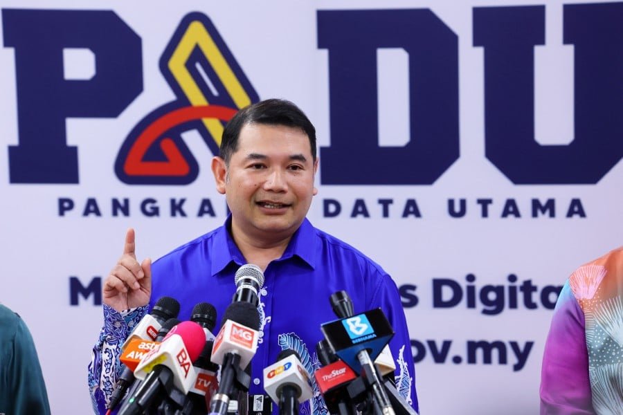  Economy Minister Rafizi Ramli pointed out loopholes in the Personal Data Protection Act 2010 (PDPA) that could impact Padu’s functionality. - BERNAMA PIC