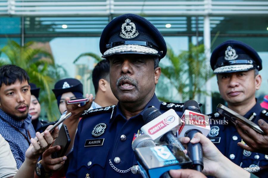 Kuala Lumpur Police Chief, Datuk Allaudeen Abdul Majid speaking to reporters after the monthly assembly at the Kuala Lumpur Contingent Police Headquarters. -NSTP/AIZUDDIN SAAD