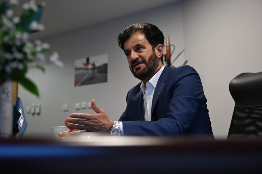 FIA President Mohammed Ben Sulayem speaks during an interview following the qualifying session for the Formula One Chinese Grand Prix at the Shanghai International Circuit in Shanghai. - AFP PIC