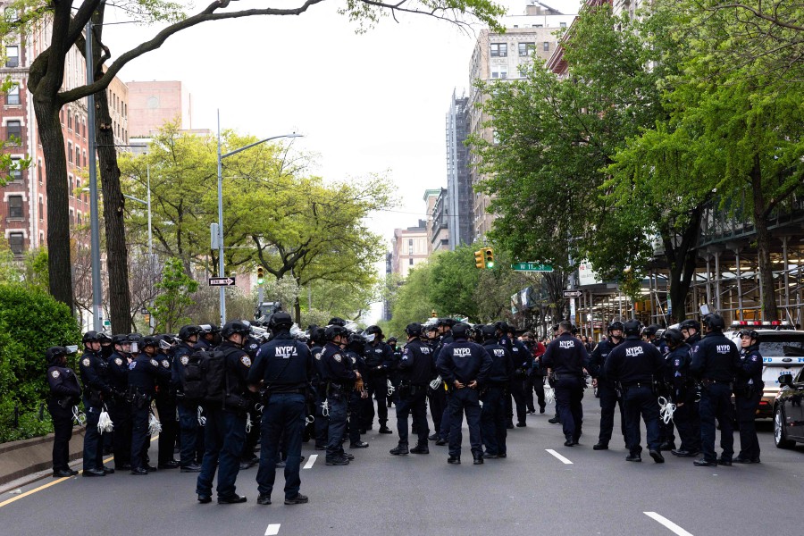 Police mobilise near Columbia University on April 30, 2024 in New York City. - AFP PIC