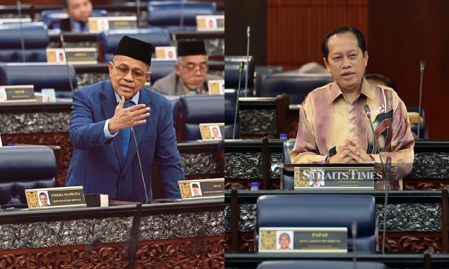Datuk Seri Shahidan Kassim (left) and Datuk Seri Ahmad Maslan. - NSTP file pic