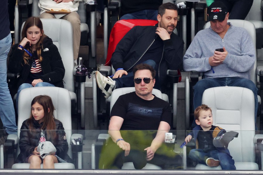  CEO of Tesla Elon Musk looks on prior to Super Bowl LVIII between the San Francisco 49ers and Kansas City Chiefs at Allegiant Stadium in Las Vegas, Nevada. - AFP PIC