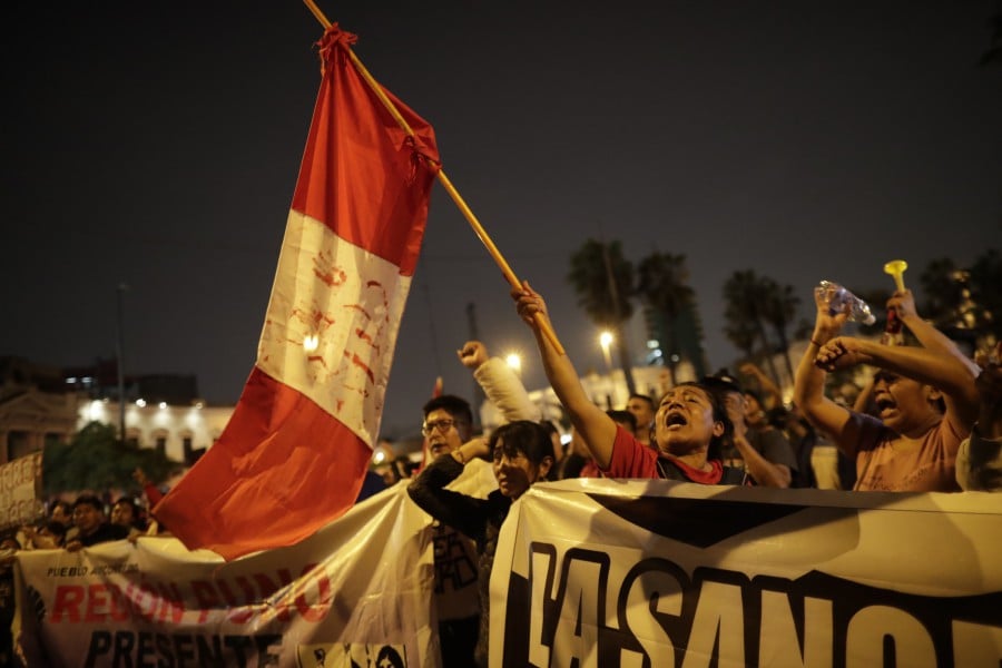 Supporters of former-President Pedro Castillo protest asking for the closure of Congress, the calling of general elections, and a new Constitution, in downtown Lima, Peru, 17 December 2022. - EPA pic