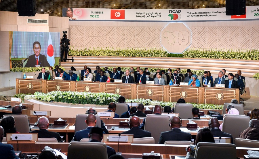 Japanese Prime Minister Fumio Kishida speaks via video link at the Tokyo International Conference on African Development (TICAD) in Tunis, Tunisia.- REUTERS PIC