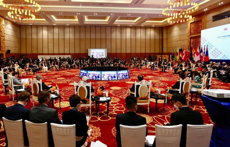 A general views of officials attending the 29th Asean Regional Forum in Phnom Penh. - AFP PIC