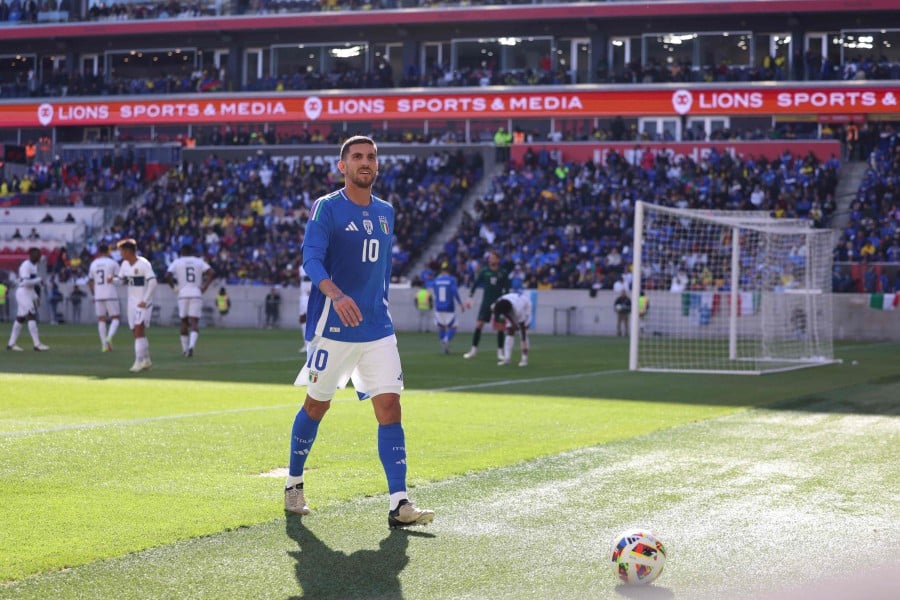 Italy's forward Lorenzo Pellegrini looks on during the friendly football match between Italy and Ecuador at Red Bull Arena in Harrison, New Jersey.-AFP PIC 