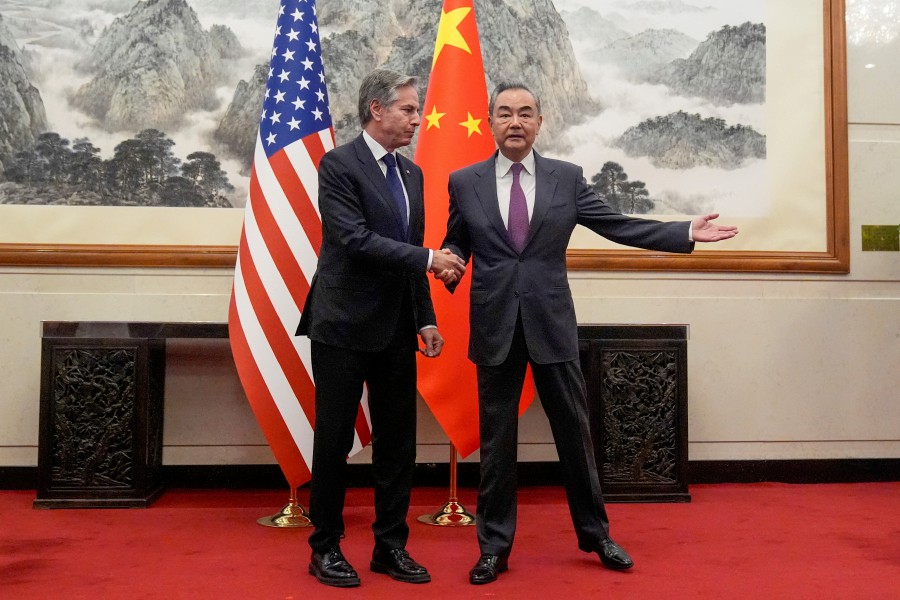 U.S. Secretary of State Antony Blinken meets with China's Foreign Minister Wang Yi at the Diaoyutai State Guesthouse, in Beijing, China. -REUTERS PIC