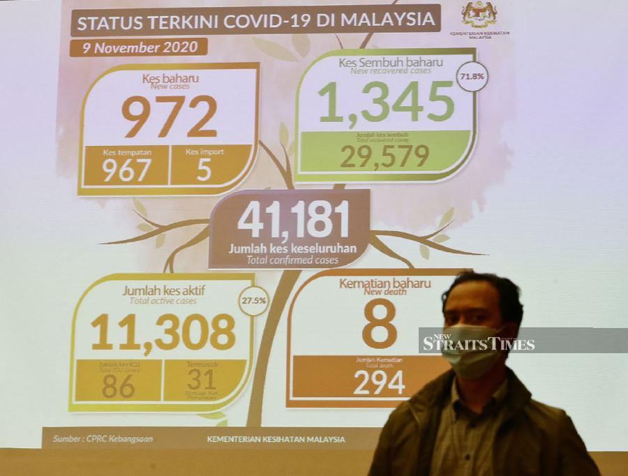 A big screen showing the today’s Covid-19 cases, during a press conference by Health director-general Tan Sri Dr Noor Hisham Abdullah in Putrajaya. -NSTP/MOHD FADLI HAMZAH