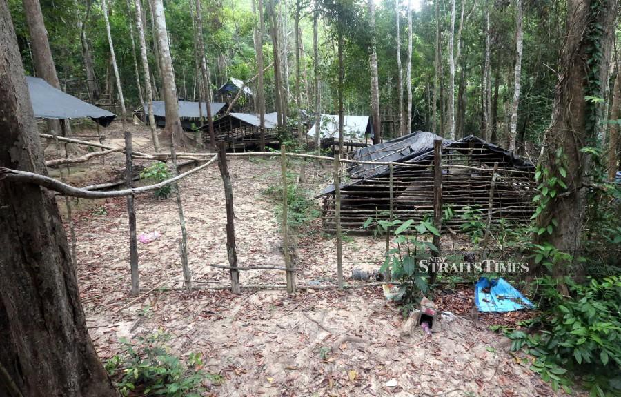 This file pic dated July 27, 2015 shows one of the human trafficking camp found in Bukit Genting Perah, Wang Kelian. -NSTP/Eizairi Shamsudin