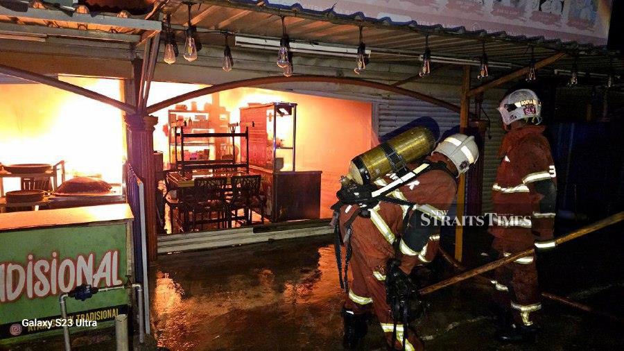 A fire broke out at several shops in Bandar Baru Selayang here, prompting a swift response from the Selangor Fire and Rescue Department. - Pic courtesy of Selangor Fire and Rescue Department