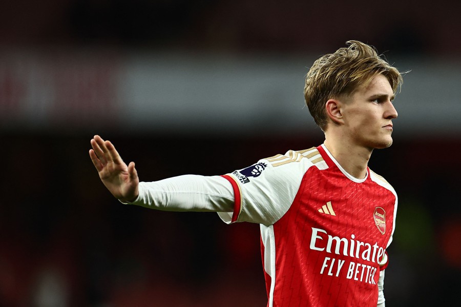 Arsenal's Martin Odegaard reacts at the end of the English Premier League football match between Arsenal and West Ham at the Emirates Stadium in London. - AFP PIC