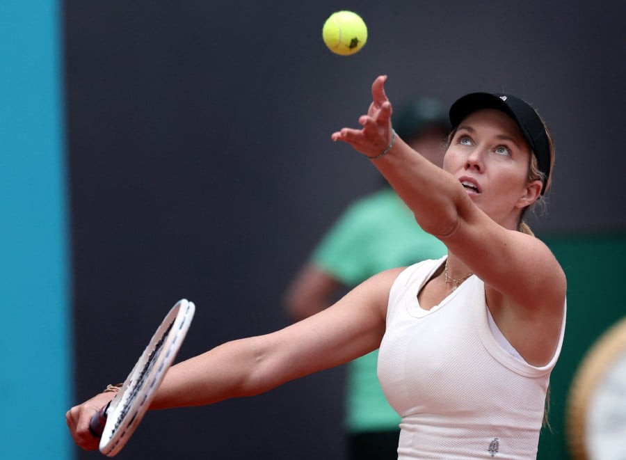 US Danielle Collins serves to Romania’s Jacqueline Cristian during the third round of the 2024 WTA Tour Madrid Open tournament tennis match at Caja Magica in Madrid. - AFP PIC