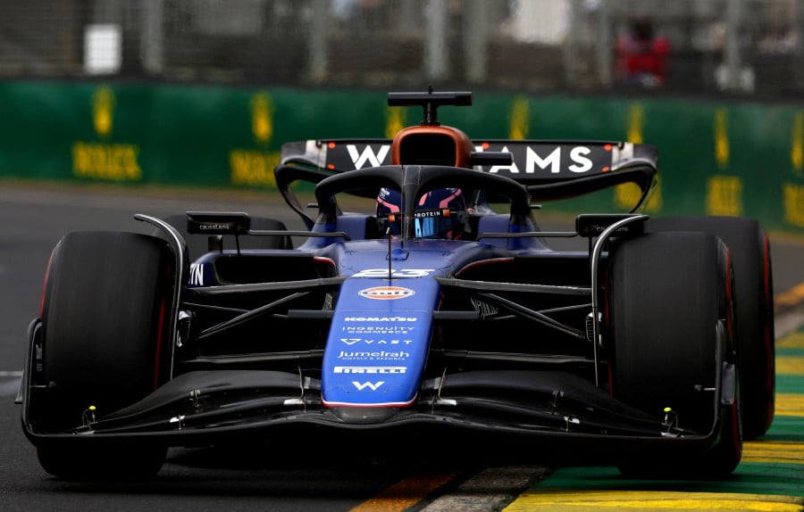 Williams' Alexander Albon in action during practice of the Australian Grand Prix at Melbourne Grand Prix Circuit, Melbourne, Australia on March 23. - REUTERS PIC