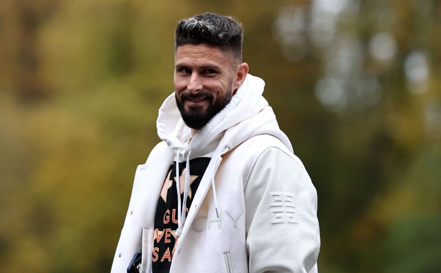 France's forward Olivier Giroud arrives in Clairefontaine-en-Yvelines as part of the team's preparation for the upcoming UEFA Euro 2024 football tournament qualifying matches. - AFP PIC