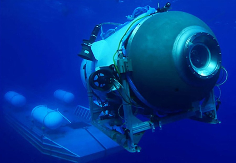 This undated image courtesy of OceanGate Expeditions, shows their Titan submersible launching from a platform. - AFP PIC