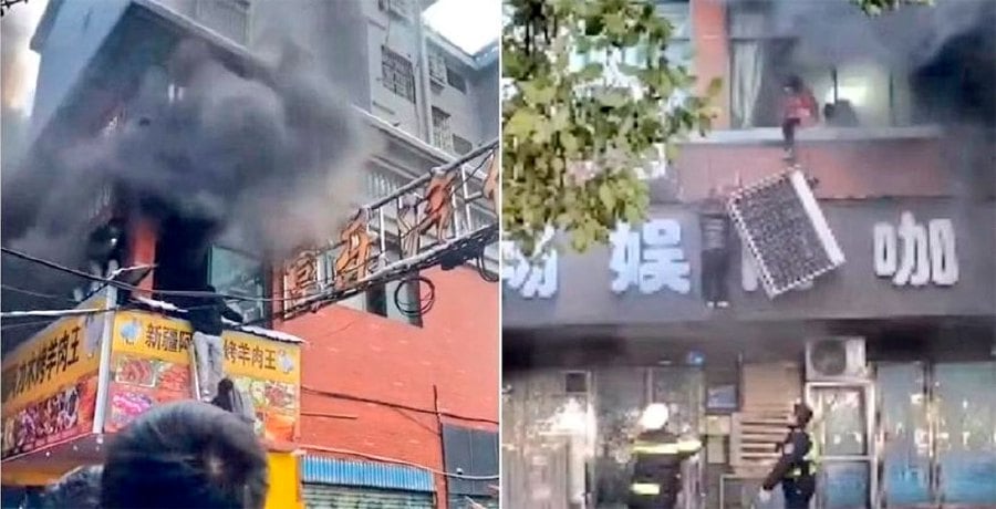 The fire broke out at a store in Xinyu, Jianxi. - Image sourced from social media.
