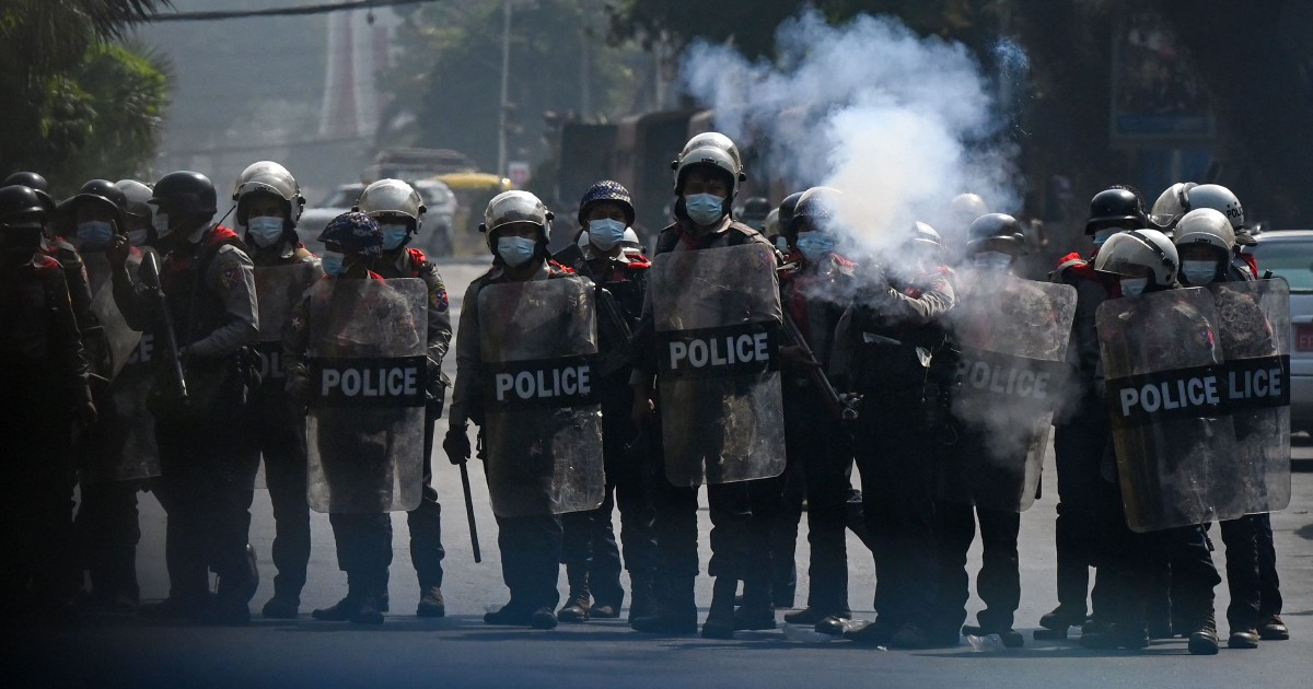 Myanmar police fire rubber bullets to disperse protesters in Yangon ...