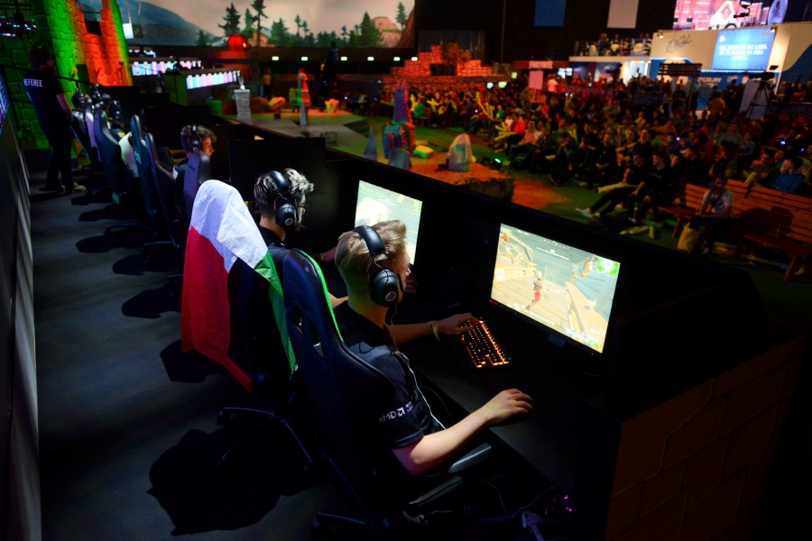 online gamers compete at the esl katowice royale featuring fortnite tournament during the intel extreme masters katowice 2019 event in katowice afp - esl katowice fortnite tournament time