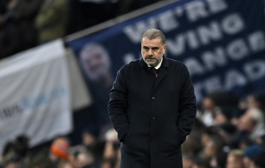 Postecoglou’s stunning start to his reign took Spurs to the top of the table, but Tottenham have since suffered three consecutive defeats to slip to fifth. - REUTERS PIC
