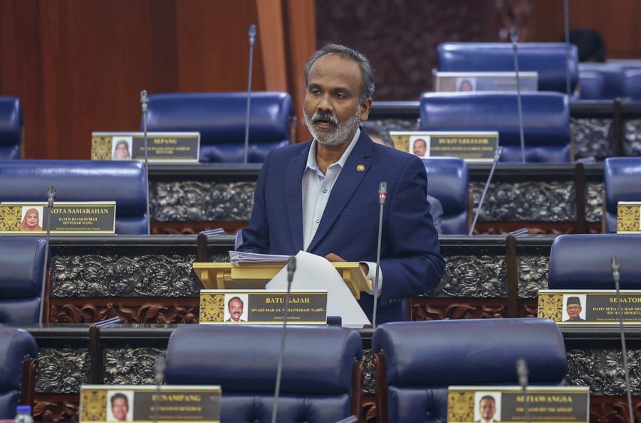 Human Resources Minister V. Sivakumar speaking during the Dewan Rakyat sitting today. - BERNAMA PIC