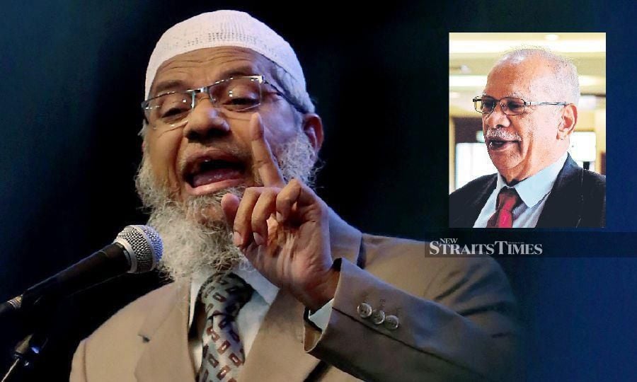  Dr P. Ramasamy (inset) has sent a letter of demand to controversial preacher Dr Zakir Naik. - NSTP file pic