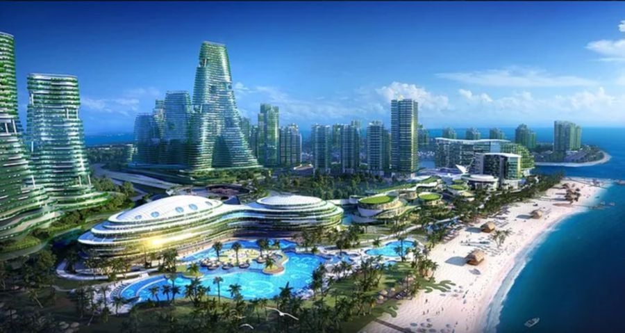 An artist’s impression of the US$100 billion Forest City project in Johor continue. Image sourced from forestcityiskandarhome.com