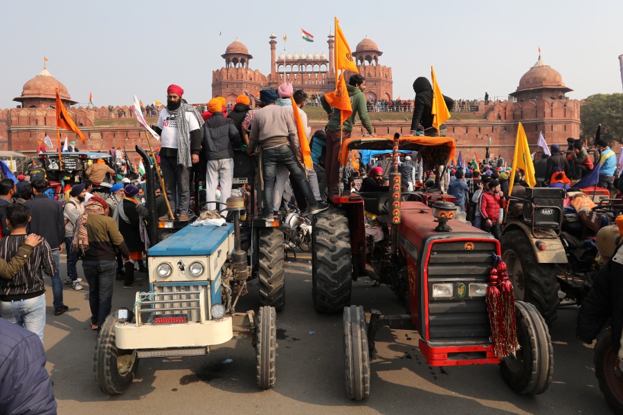  Indian Farmers gather at the Red Fort amid their ongoing protest against the new agriculture laws in New Delhi, India, on January 26, 20210. - EPA FILE PIC