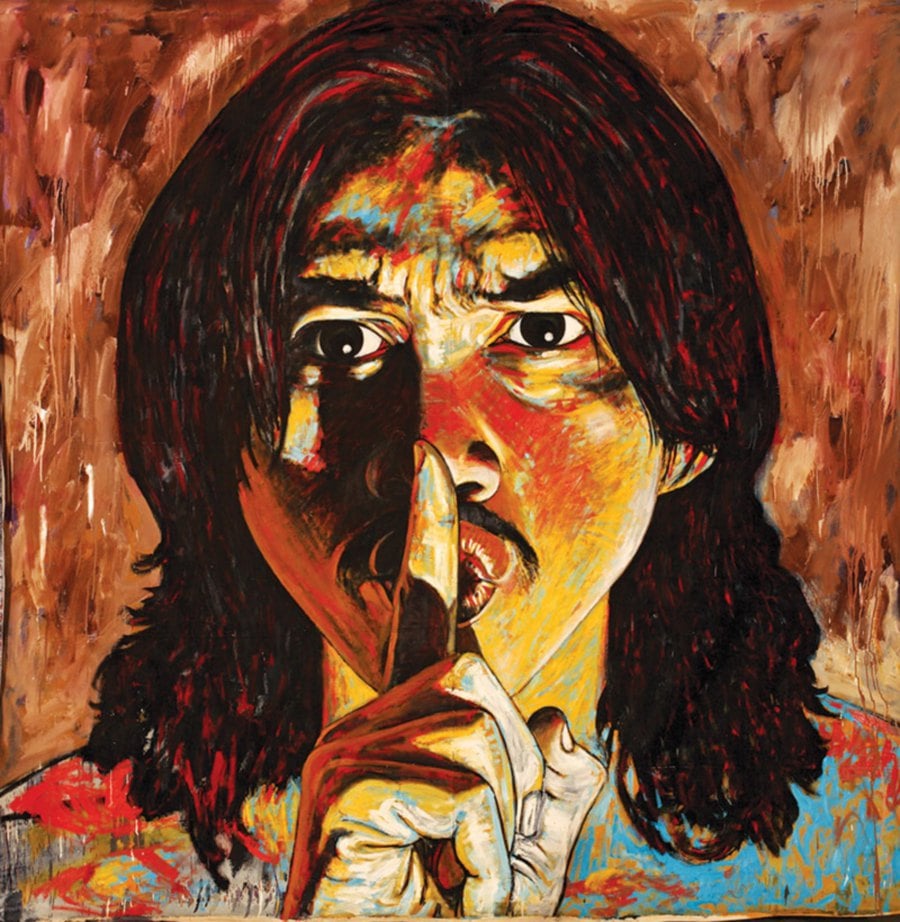 Artist Portrait — “Syhhh… dok diam diam, jangan bantah. Mulut hang hanya boleh guna untuk cakap (Courtesy of Puan Fatimah and Pakhruddin Sulaiman’s Collection).