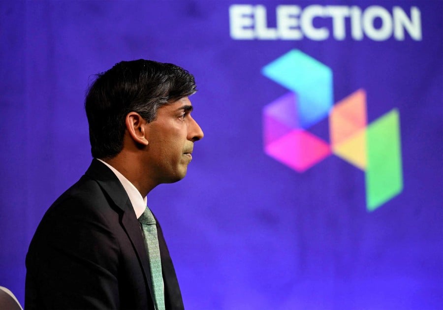 British Prime Minister Rishi Sunak speaks during an interview with Nick Robinson, in London, June 10, 2024. -- Pic: BBCHandout via REUTERS