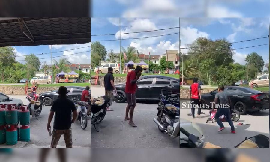 This photocombination made from a viral video, shows the alleged hit-and-run incident in Rawang. 